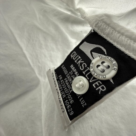 Quiksilver Loop Graphic Print All Cotton Camp Short Sleeve Medium White Casual - Picture 13 of 16